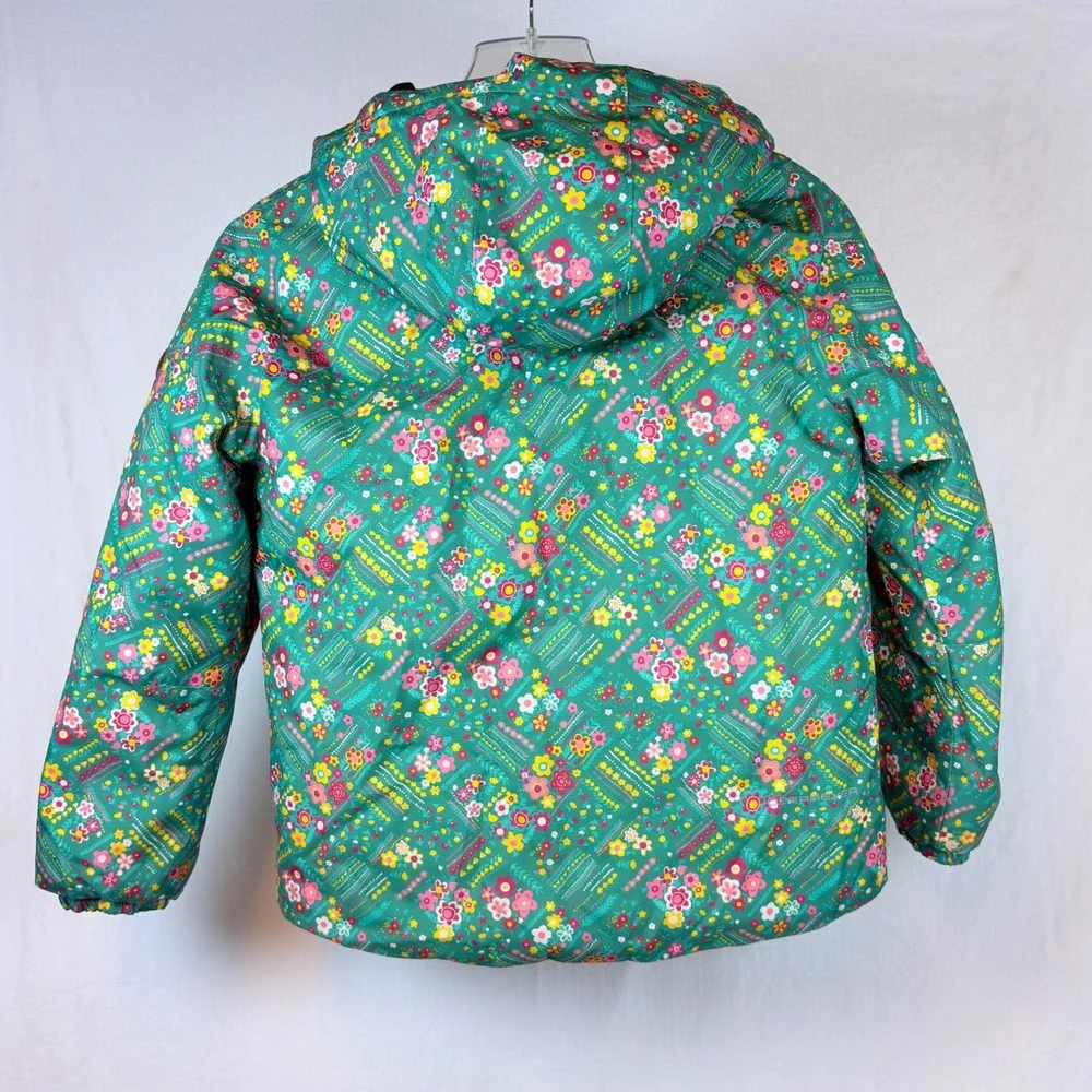 Obermeyer Girls Green Pink Floral I-Grow Snow Ski Suit Jacket Pants Size 8